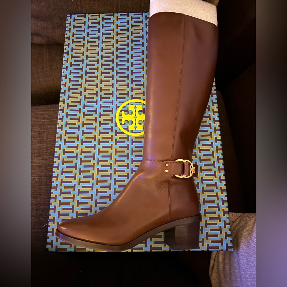Tory Burch Chocolate Leather Heeled Boots